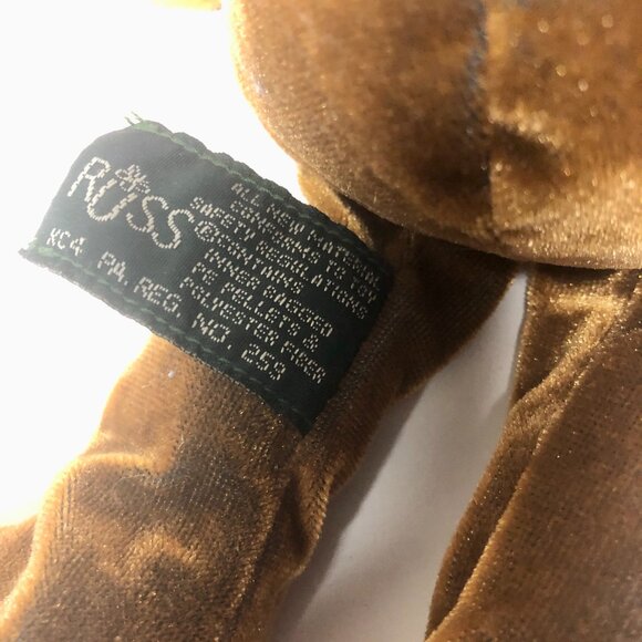 🧸Russ Berrie Li’l Crumpets Brown Bear 10" Plush Bean Bag Vintage Velour Stuffed - Picture 3 of 3